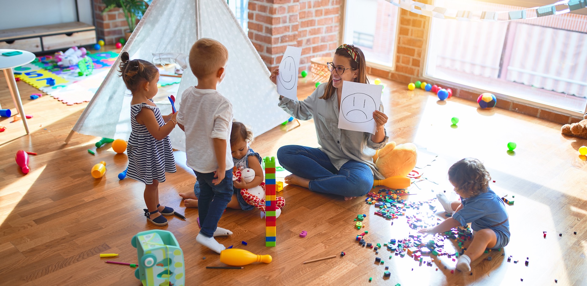 Children playing and learning