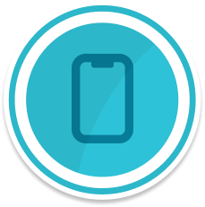 A Circular badge with a simple smartphone symbol in the center.